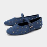 uright women's denim rivet flats