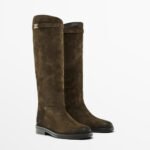 uright women's stylish olive suede boots