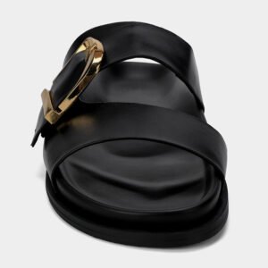 uright women's black pu flat slides