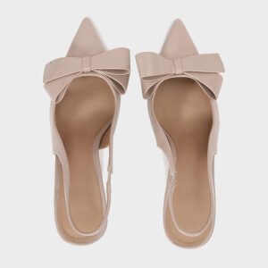 uright women elegant nude bow pumps