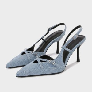 uright women's blue denim stiletto heels
