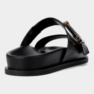 uright women's black pu flat slides