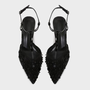 uright women's sparkly black sequin heels