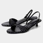 uright women's black polka dot slingback sandals