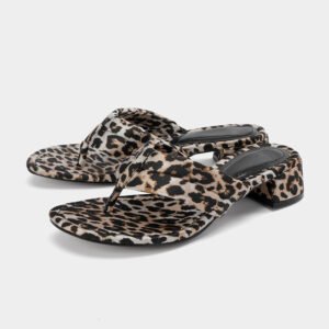 uright women's leopard print kitten heel mules