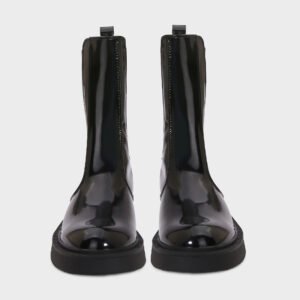 uright black patent pu chelsea boots