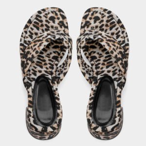 uright women's leopard print kitten heel mules