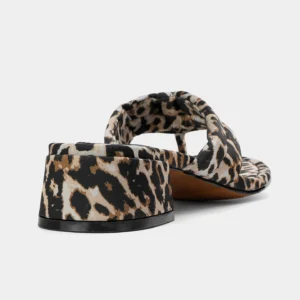 uright women's leopard print kitten heel mules
