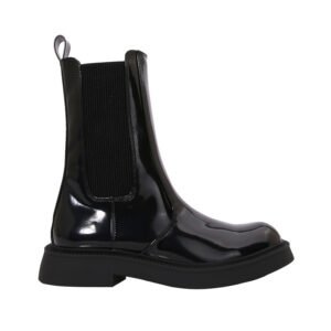 uright black patent pu chelsea boots