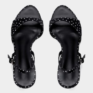 uright women's black polka dot slingback sandals