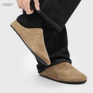 uright men's grey suede mule clogs