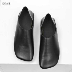 uright men's black leather slip on loafers
